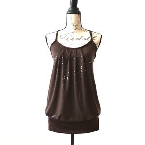 Sleeveless Brown Stretchy Cocktail Mini Dress